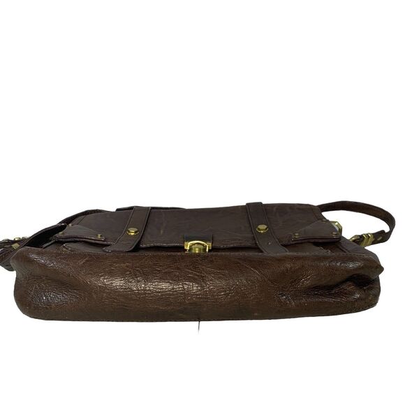 orYANY Brown Leather Pushlock Briefcase Messenger Crossbody Bag - Picture 6 of 16